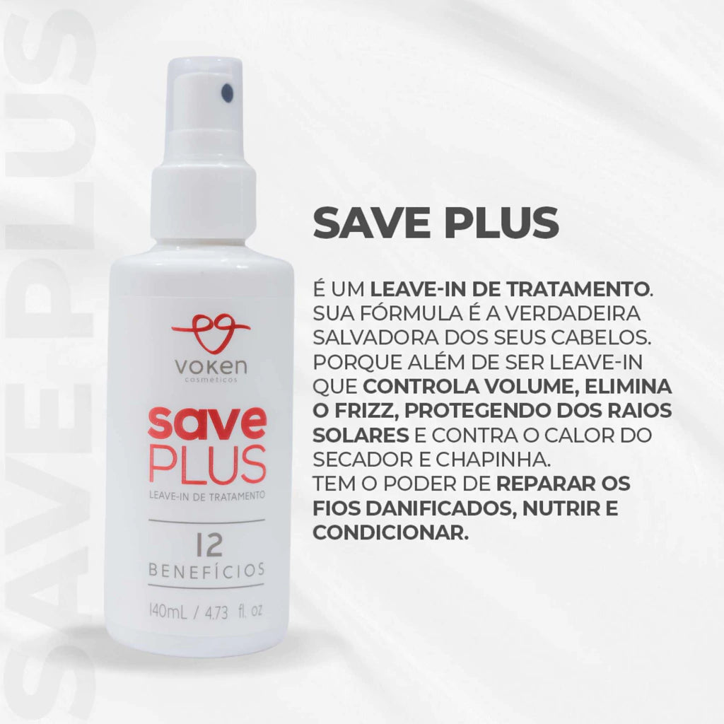Kit 2 SavePlus ANTIFRIZZ + 12 Benefícios Leave-in de Tratamento - Voken Cosméticos