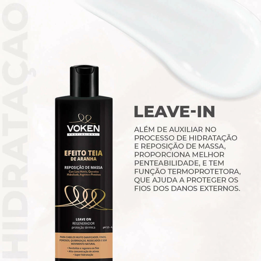 Leave-On Regenerador c/ proteção térmica Efeito Teia 300ml - Voken Cosméticos