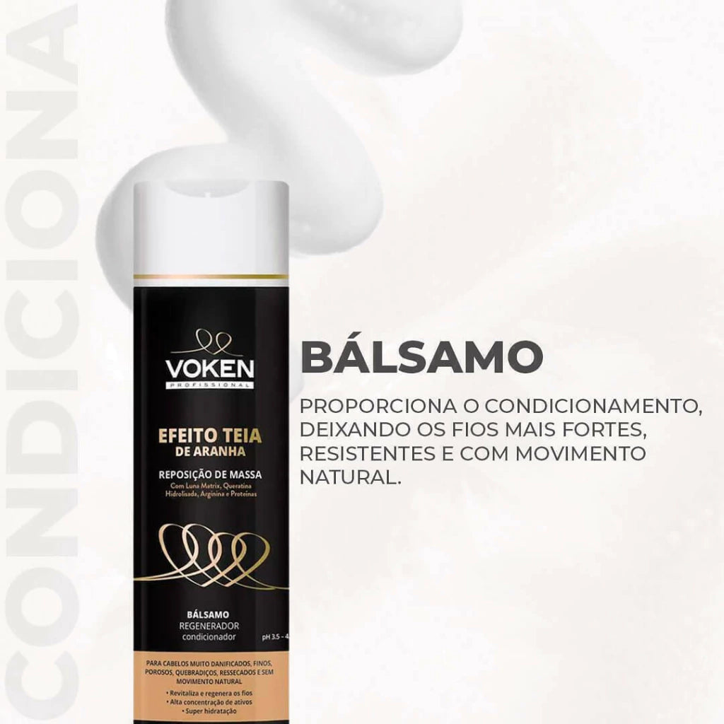 Kit Efeito Teia Shampoo, Condicionador e Leave-On - Voken Cosméticos