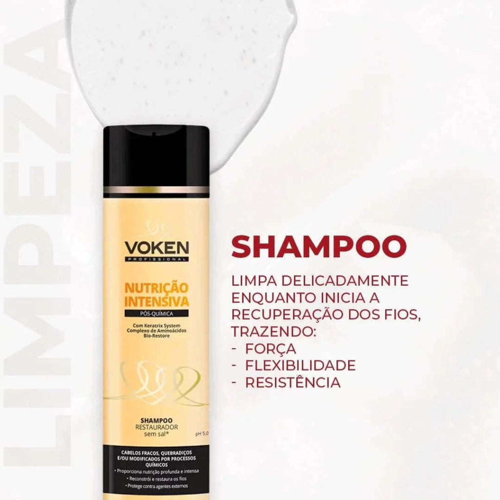 Shampoo Reparação Intensiva Pós Química 300ml - Voken Cosméticos